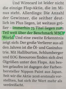 Capital: 75 Titel liegen zum Teil deutlich über dem Benchmark MSCI World. Was soll denn das bedeuten? Wieviele liegen darunter? Wieviele waren es insgesamt?